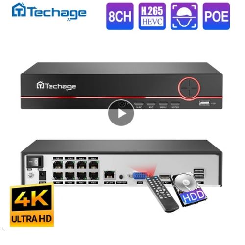 Techage 8MP FHD PoE 8CH 8MP NVR video rögzítő