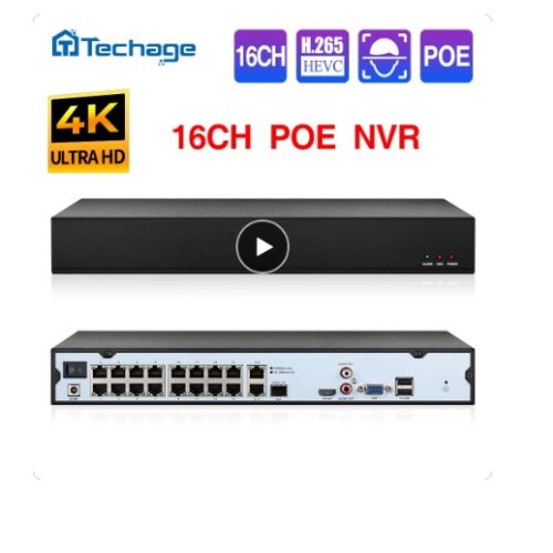 Techage 4K 8MP 16 csatornás AI POE NVR