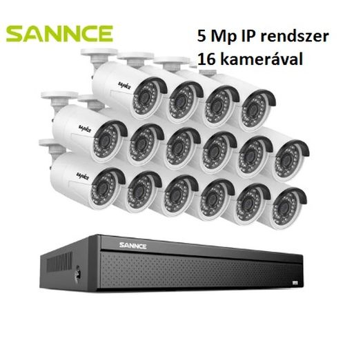 Sannce 16 csatornás 5Mp IP POE intelligens kamera rendszer