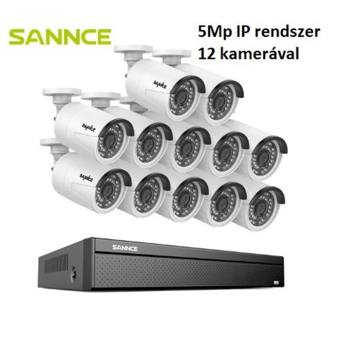 Sannce 12csatornás 5Mp IP POE intelligens kamerarendszer