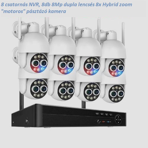 Techage 8db 8Mp Dupla lencsés PTZ kamerás Wi-fi kamerarendszer