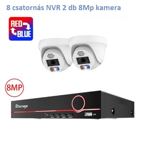 Techage 2db 8Mp dómkamerás IP POE kamera rendszer - szereléssel is!