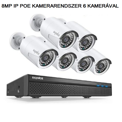 Sannce 6 kamerás  IP POE intelligens kamerarendszer  8MP - szereléssel is!