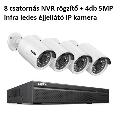 Sannce 4 kamerás  IP POE intelligens kamerarendszer  5MP - szereléssel is!