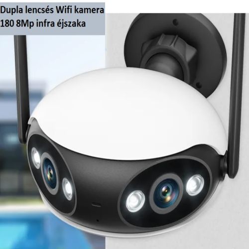 SherWay 8 Mp 4K dupla lencsés nagy látószögű Wifi panoráma IP kamera - 8Mp