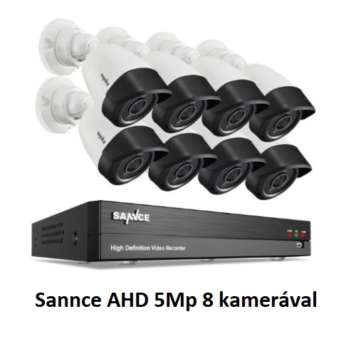 Sannce 8 kamerás AHD 5Mp kamera rendszer