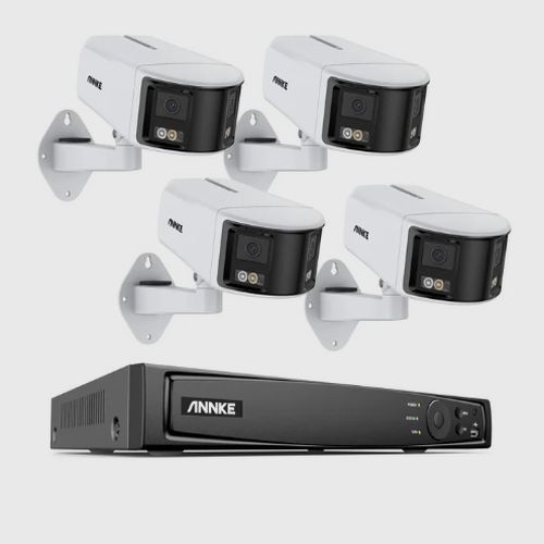 ANNKE 6MP biztonsági kamera kettős lencsés 8CH NVR Ultra HD POE, 180' panoráma kamera rendszer