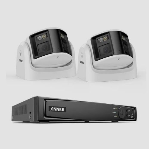 ANNKE 6MP biztonsági kamera kettős lencsés 8CH NVR Ultra HD POE, 180' panoráma kamera rendszer